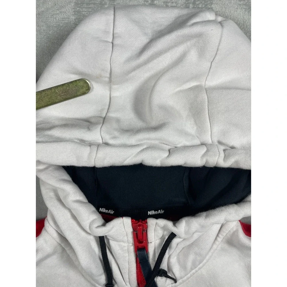 Nike Air Hoodie Men XL Red White Colorblock Full Zip Swoosh Vintage Style